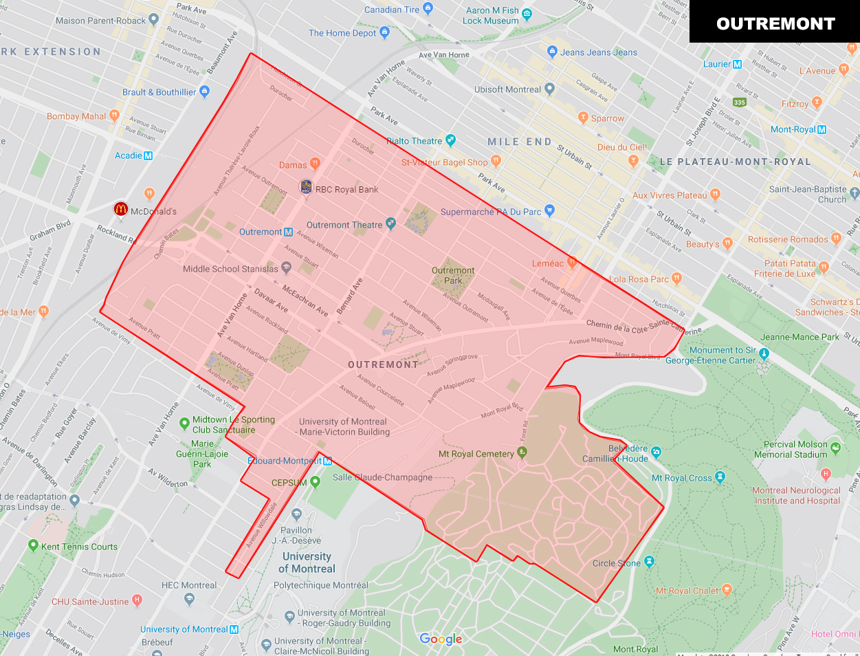 Outremont Detailed Map